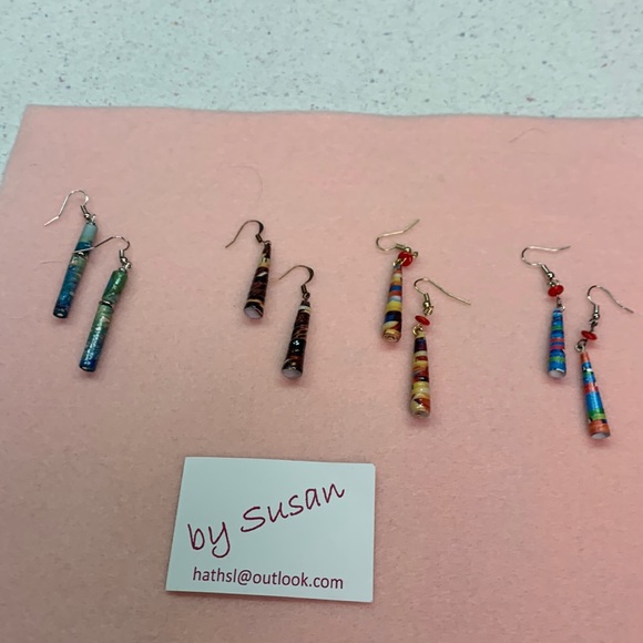 Hand Crafted Jewelry - Colorful handmade rolled paper earrings. $10 a pair.